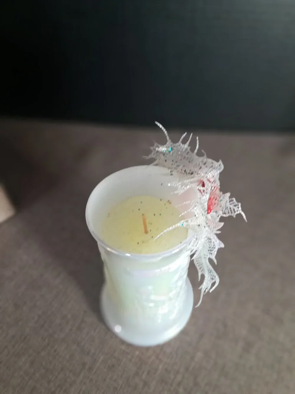 Vintage Federal White Carnival Glass Candle Stein In The 
